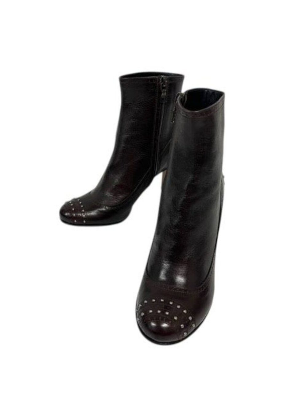 Prada Short Boots Chunky Heel Round Toe Stats 34.5 Brown